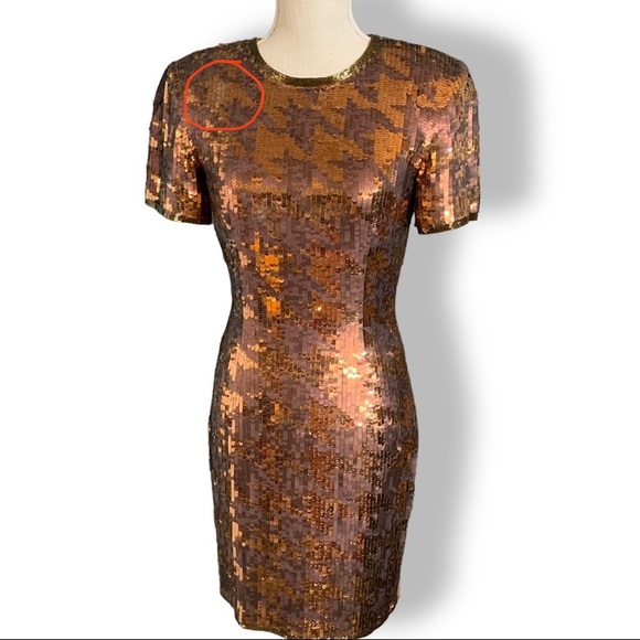 AJ BARI | ✨ VINTAGE ✨ Houndstooth Sequined Cocktail Dress Size 4 - Picture 13 of 14